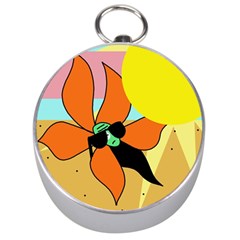 Sunflower On Sunbathing Silver Compasses by Valentinaart