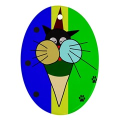 Ice Cream Cat Oval Ornament (two Sides) by Valentinaart