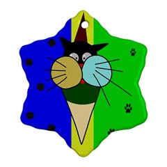 Ice Cream Cat Ornament (snowflake)  by Valentinaart