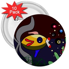 Fish 3  Buttons (10 Pack)  by Valentinaart