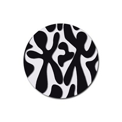 Black and white dance Rubber Round Coaster (4 pack) 