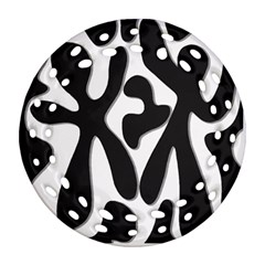 Black and white dance Round Filigree Ornament (2Side)