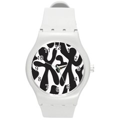 Black and white dance Round Plastic Sport Watch (M)