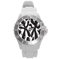 Black and white dance Round Plastic Sport Watch (L)