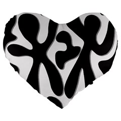 Black and white dance Large 19  Premium Heart Shape Cushions