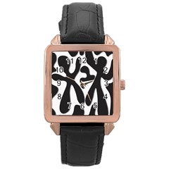 Black and white dance Rose Gold Leather Watch 