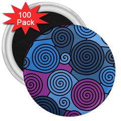 Blue Hypnoses 3  Magnets (100 Pack) by Valentinaart