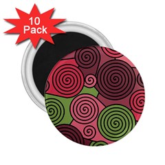 Red And Green Hypnoses 2 25  Magnets (10 Pack)  by Valentinaart