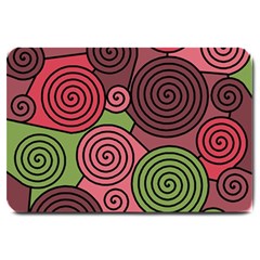 Red And Green Hypnoses Large Doormat  by Valentinaart