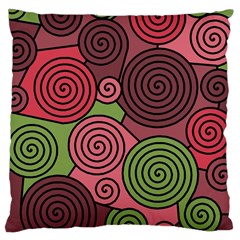 Red And Green Hypnoses Large Cushion Case (one Side) by Valentinaart