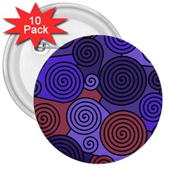 Blue And Red Hypnoses  3  Buttons (10 Pack)  by Valentinaart