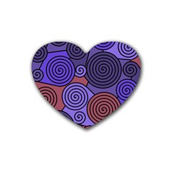 Blue And Red Hypnoses  Rubber Coaster (heart)  by Valentinaart