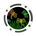 Neon dragonflies Poker Chip Card Guards Back