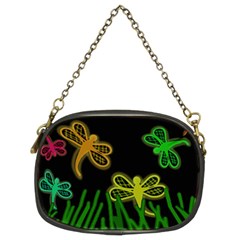 Neon Dragonflies Chain Purses (two Sides)  by Valentinaart