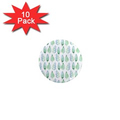 Green Watercolour Leaves Pattern 1  Mini Magnet (10 Pack)  by TanyaDraws