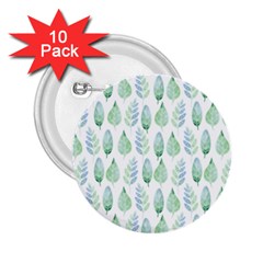 Green Watercolour Leaves Pattern 2 25  Buttons (10 Pack)  by TanyaDraws