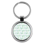 Green Watercolour Leaves Pattern Key Chains (Round)  Front