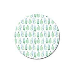 Green Watercolour Leaves Pattern Magnet 3  (round) by TanyaDraws