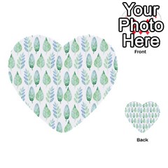 Green Watercolour Leaves Pattern Multi-purpose Cards (heart) 