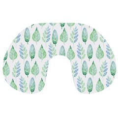 Green Watercolour Leaves Pattern Travel Neck Pillows by TanyaDraws