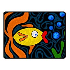 Yellow Fish Fleece Blanket (small) by Valentinaart