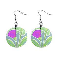 Purple Flowers Mini Button Earrings by Valentinaart
