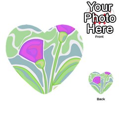 Purple Flowers Multi-purpose Cards (heart)  by Valentinaart