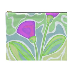 Purple Flowers Cosmetic Bag (xl) by Valentinaart