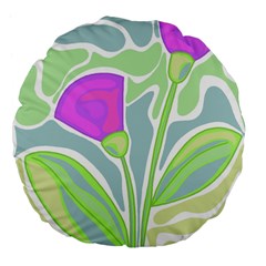 Purple Flowers Large 18  Premium Flano Round Cushions by Valentinaart