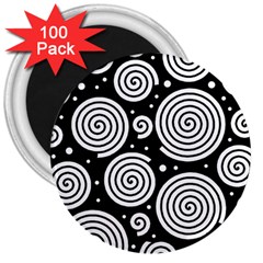 Black And White Hypnoses 3  Magnets (100 Pack) by Valentinaart