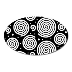 Black And White Hypnoses Oval Magnet by Valentinaart