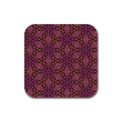 Fuchsia Abstract Shell Pattern Rubber Square Coaster (4 Pack) 