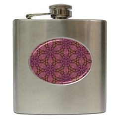 Fuchsia Abstract Shell Pattern Hip Flask (6 Oz) by TanyaDraws