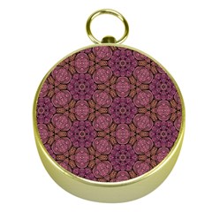 Fuchsia Abstract Shell Pattern Gold Compasses