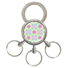 Pastel Block Tiles Pattern 3-ring Key Chains