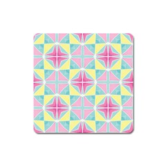 Pastel Block Tiles Pattern Square Magnet