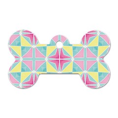 Pastel Block Tiles Pattern Dog Tag Bone (two Sides)