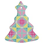 Pastel Block Tiles Pattern Christmas Tree Ornament (2 Sides) Back