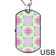 Pastel Block Tiles Pattern Dog Tag Usb Flash (one Side)