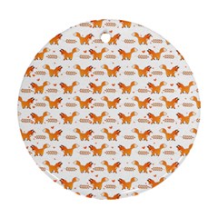 Fox And Laurel Pattern Ornament (round) 