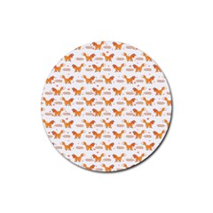 Fox And Laurel Pattern Rubber Coaster (round)  by TanyaDraws