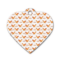 Fox And Laurel Pattern Dog Tag Heart (two Sides) by TanyaDraws