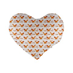 Fox And Laurel Pattern Standard 16  Premium Flano Heart Shape Cushions by TanyaDraws