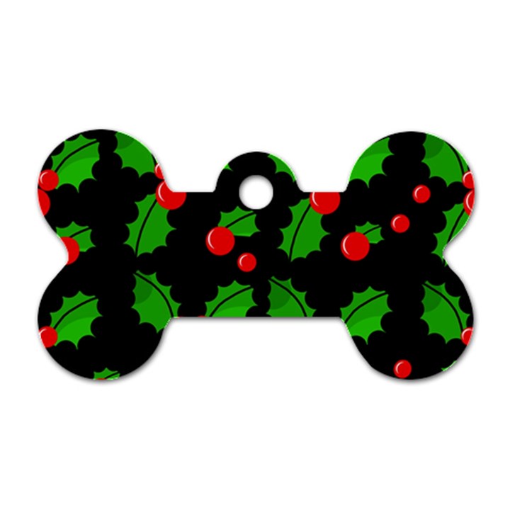 Christmas berries pattern  Dog Tag Bone (Two Sides)