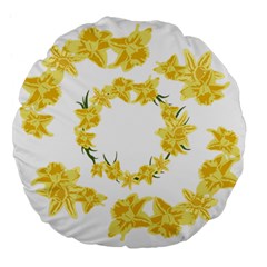 Daffodils Illustration  Large 18  Premium Flano Round Cushions by vanessagf
