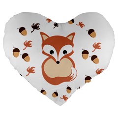 Fox In Autumn Large 19  Premium Heart Shape Cushions by vanessagf