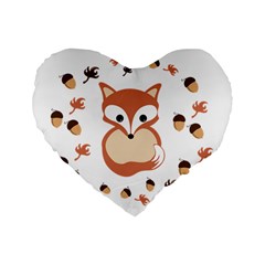 Fox In Autumn Standard 16  Premium Flano Heart Shape Cushions by vanessagf