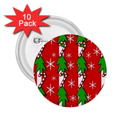 Christmas Tree Pattern - Red 2 25  Buttons (10 Pack)  by Valentinaart