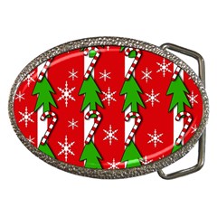 Christmas Tree Pattern - Red Belt Buckles by Valentinaart