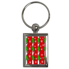 Christmas Tree Pattern - Red Key Chains (rectangle)  by Valentinaart